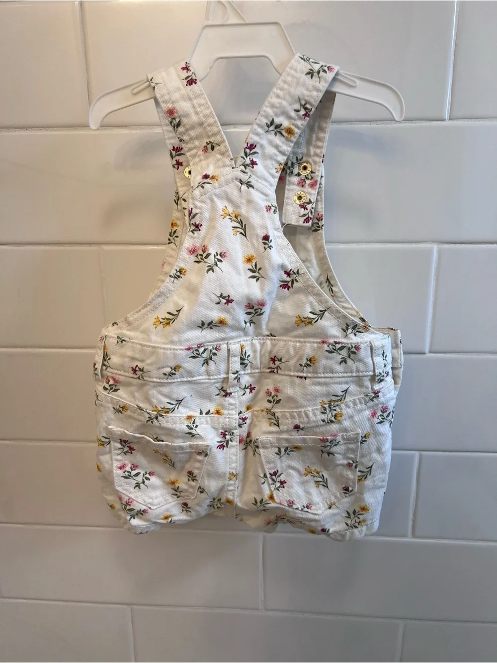 The Children's Place Cream Floral Short Overalls